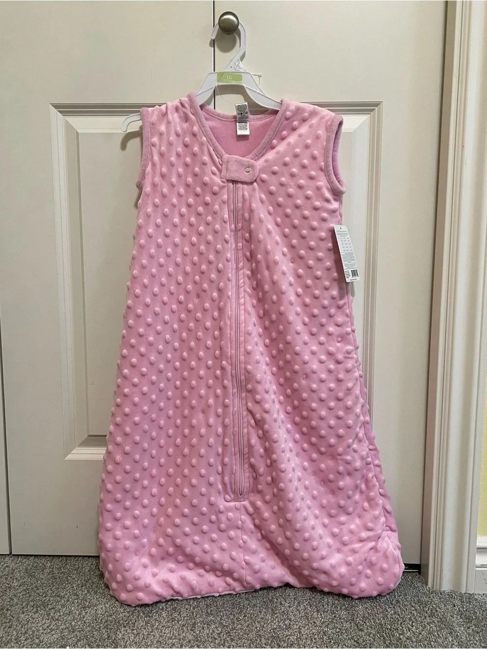 Hudson Baby Infant girls plush sleeping bag sack light pink dot mink 12-18 month